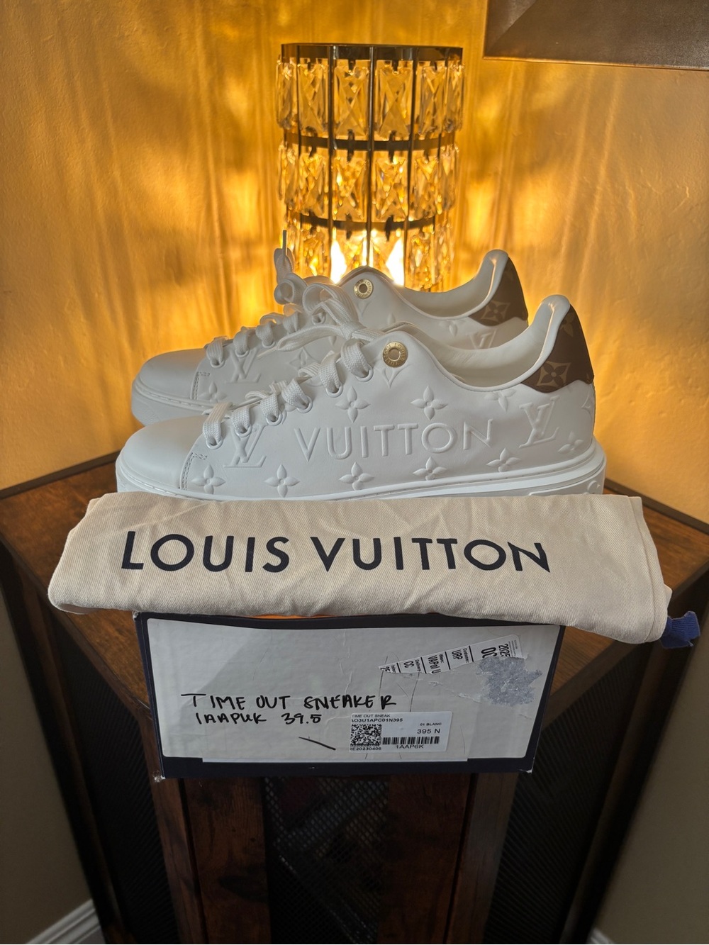 Louis Vuitton White Sneakers with Brown Monogram Heel - Picture 10 of 10
